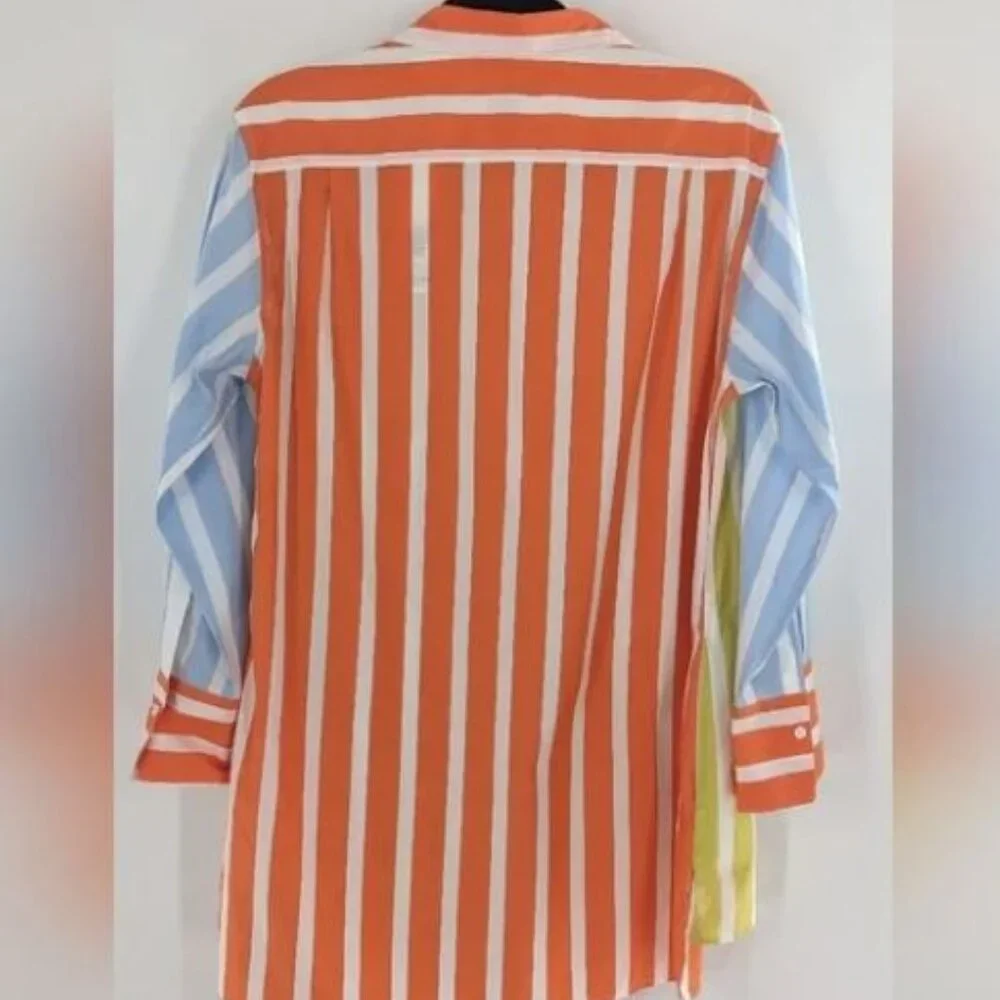 Sara Roka Striped Nattie Button Up Tunic Top Size M - Picture 7 of 8